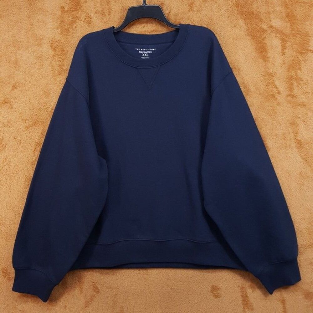 BLOOMINGDALES Sweatshirt Mens XL Navy Pullover Crew Terry Cotton Knit - Picture 1 of 4